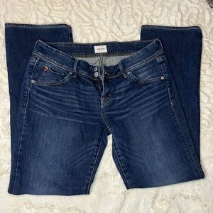 Hudson boot cut jeans. Mid rise, 31 inch hem.